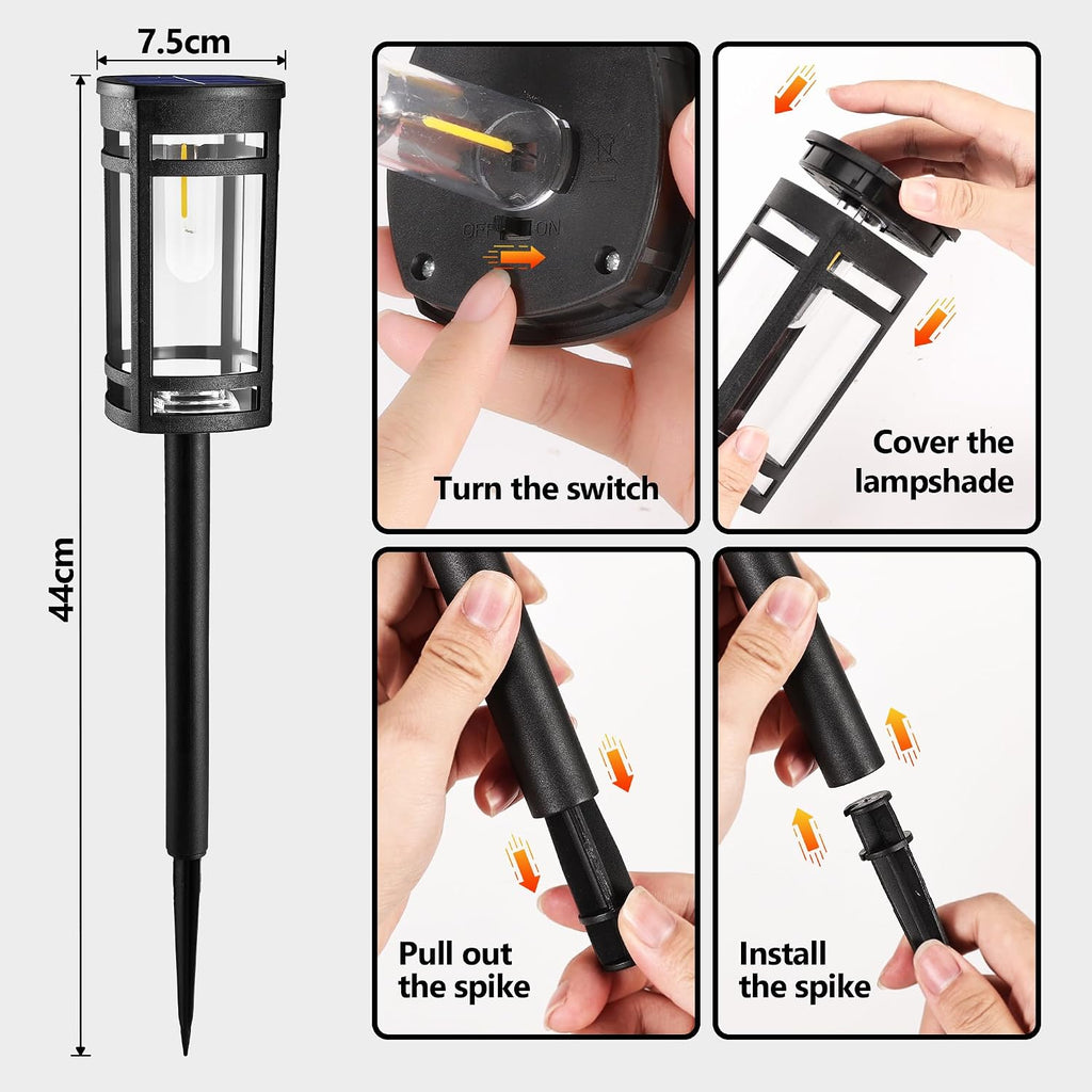 Flacchi Solarlampen Aussen 6er Set Warmweiss Quadrat Wegeleuchte wasserdicht