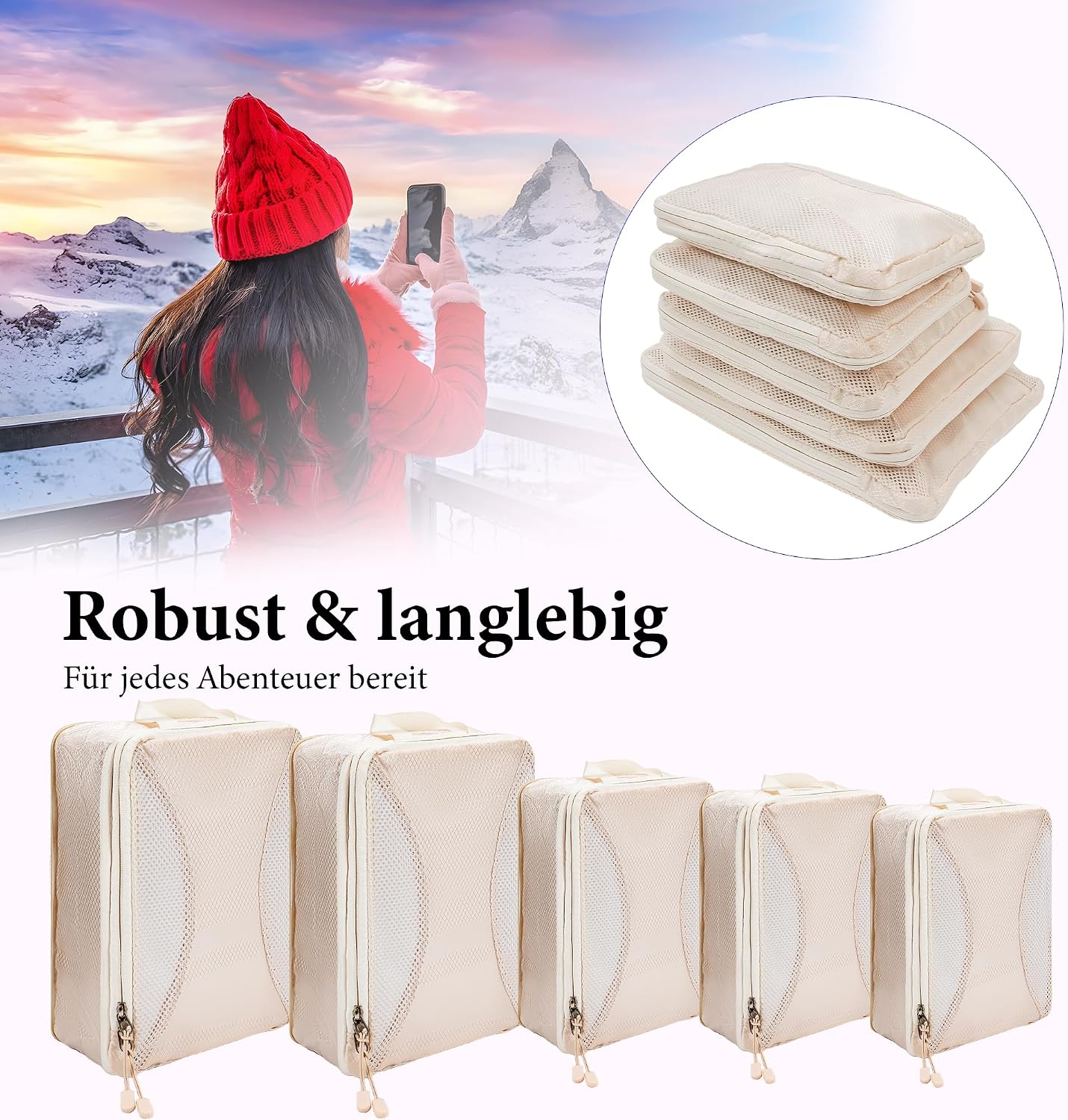 Koffer Organizer Set 8-teilig Kompressions Packing Cubes Reisegepaeck