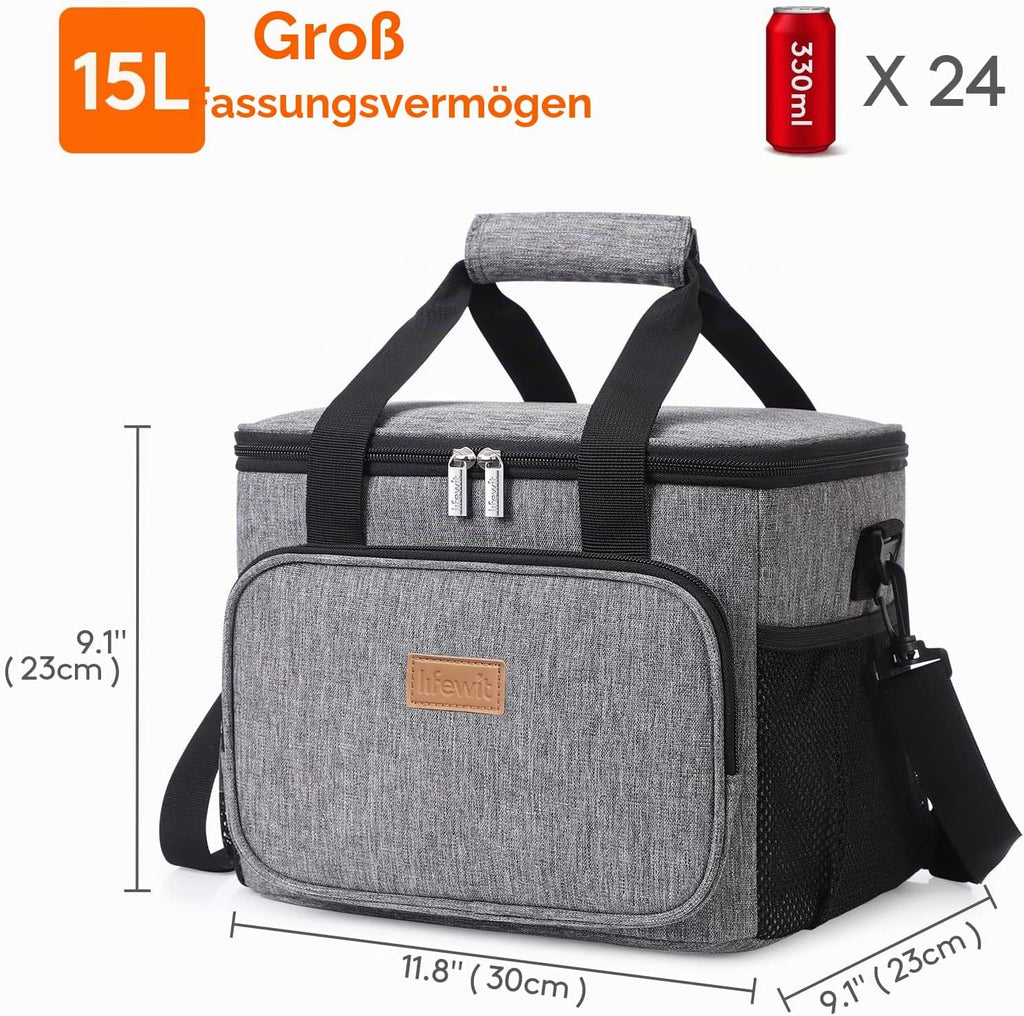 Lifewit Kuehltasche faltbar Isolierte Thermotasche Umhaengetasche Grau