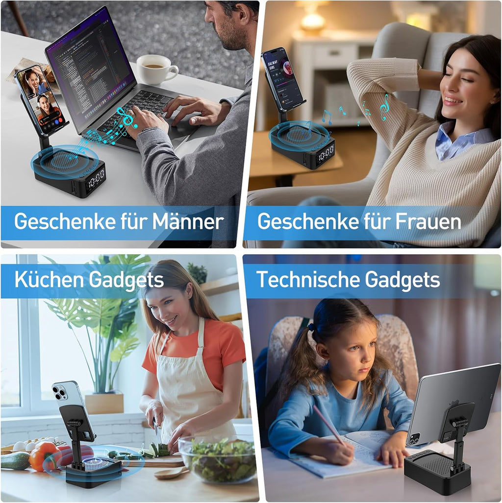 ZOOI Bluetooth Lautsprecher mit Handystaender Geschenk fuer Maenner
