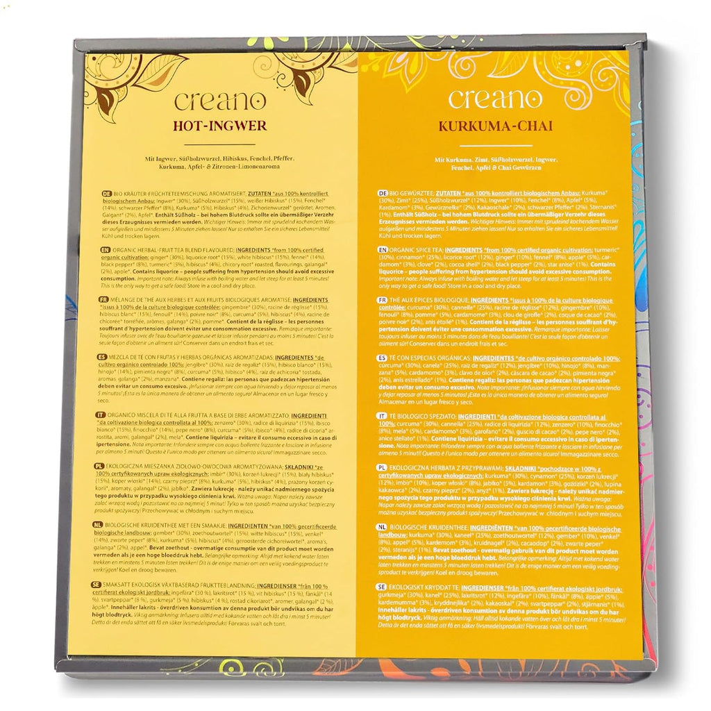 Creano Bio Tee Geschenkset 27 Teebeutel 9 Sorten Geschenkbox
