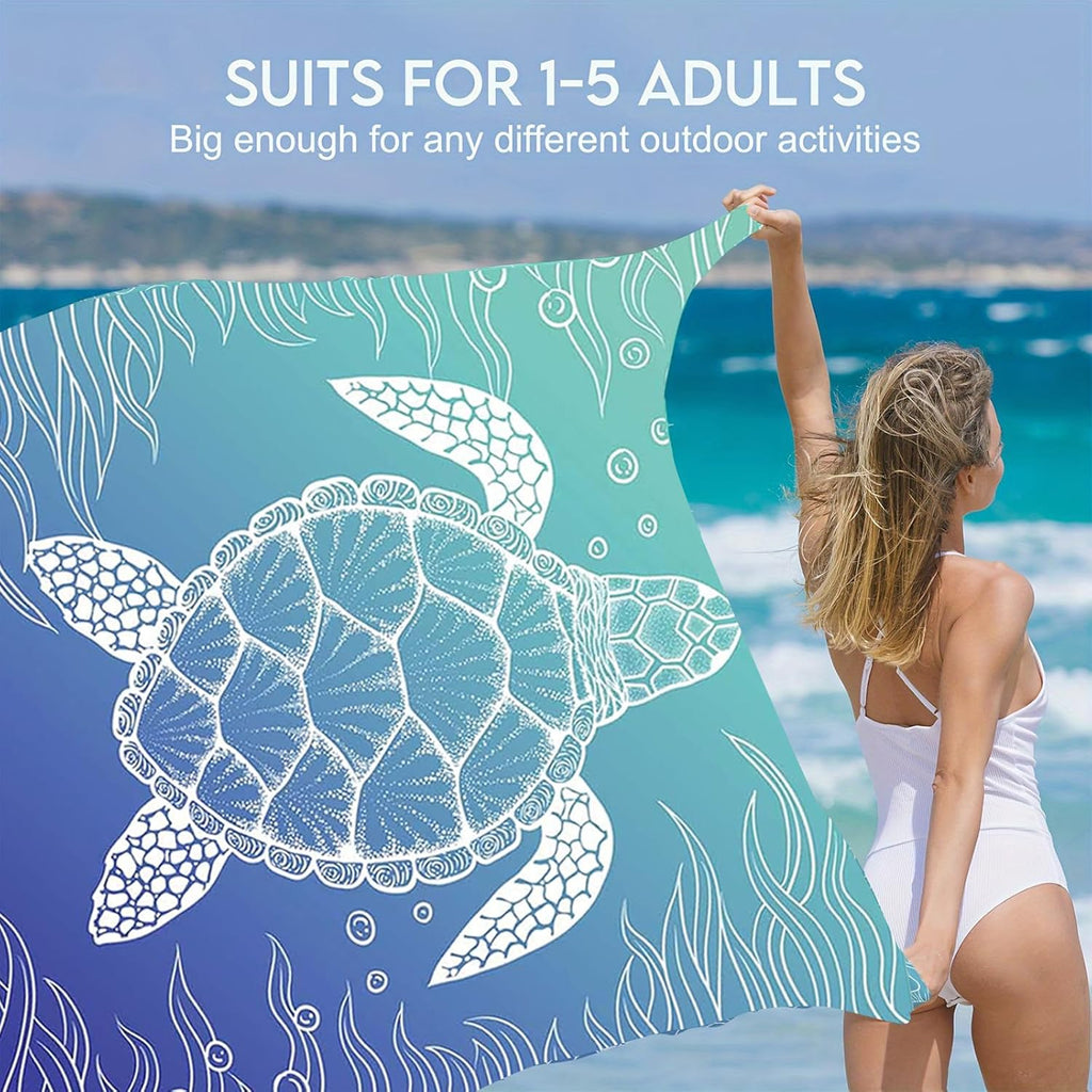 Strandmatte sandfrei wasserdicht 200 x 210 cm XXL mit 4 Heringen