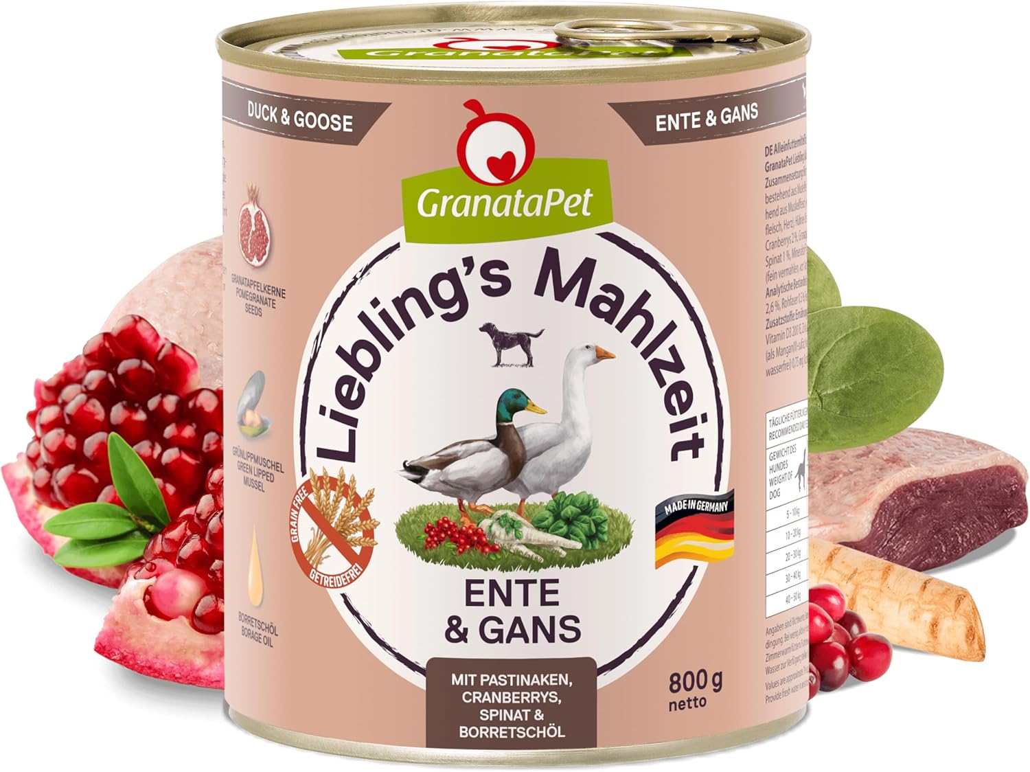 GranataPet Liebling's Mahlzeit Ente & Gans Nassfutter fuer Hunde