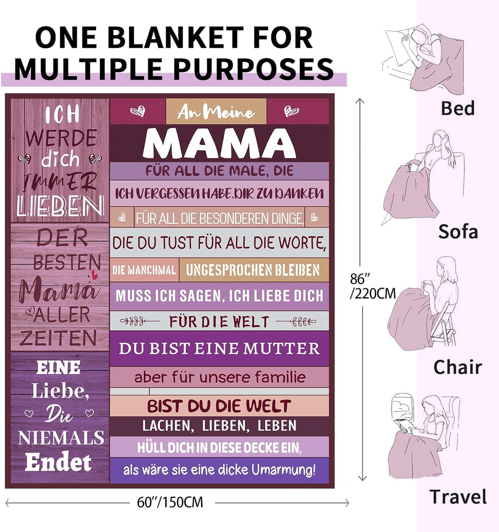 Mutter Kuscheldecke Beste Mama Geschenk personalisiert 150cm-220cm