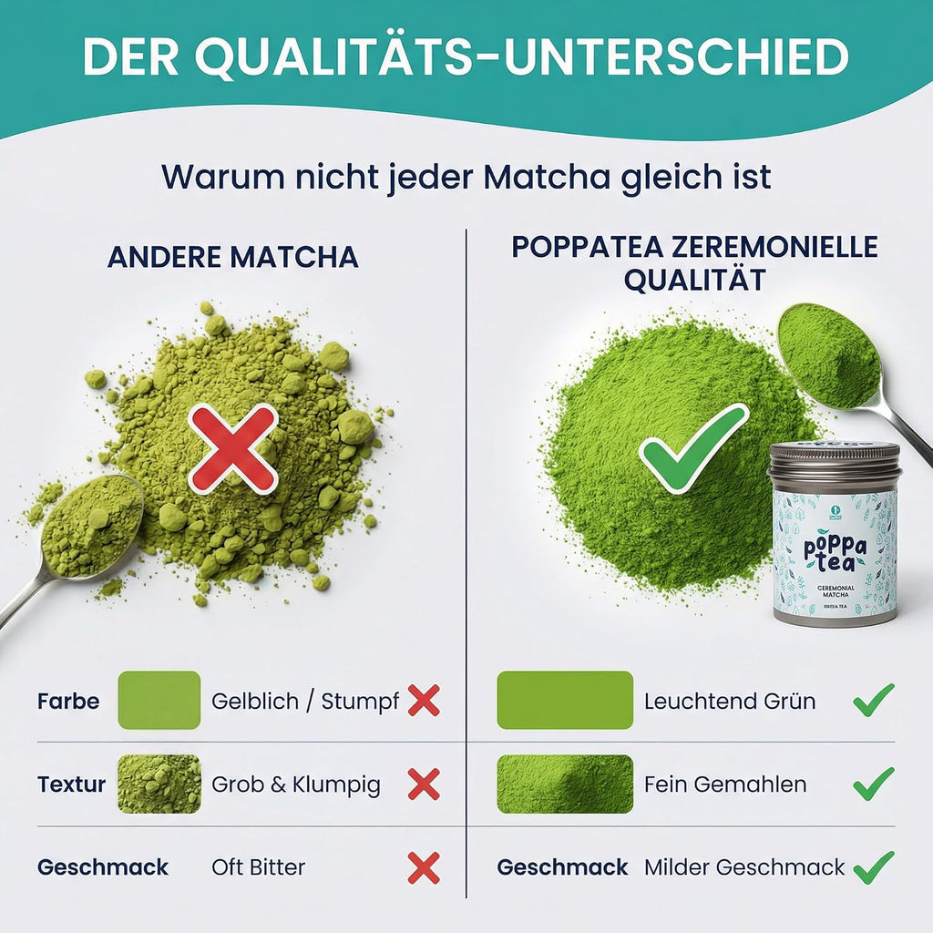 Poppatea Ceremonial Matcha Tee Pulver Japan verschiedene Sorten