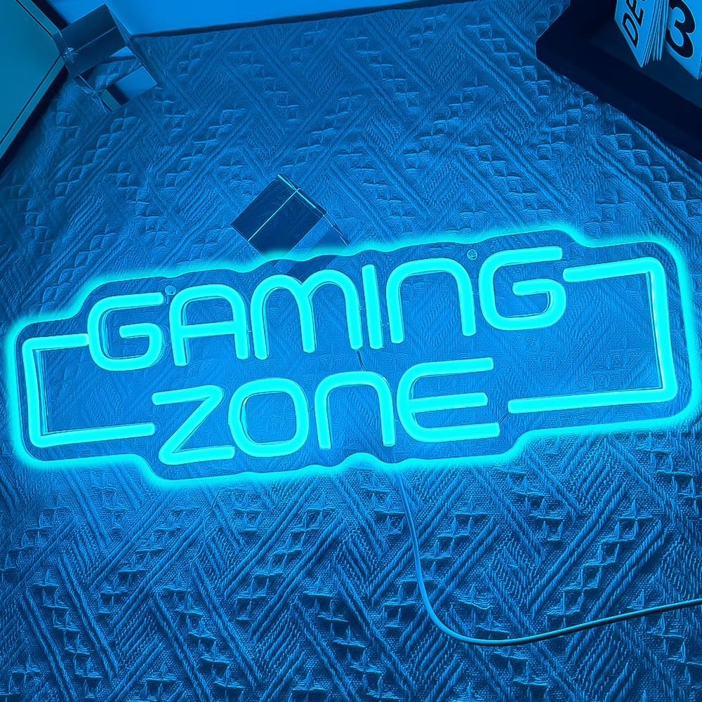 Gamingzone LED Neon Schild ‚Game Zone‘ Wanddekoration fuer Gamer Teens
