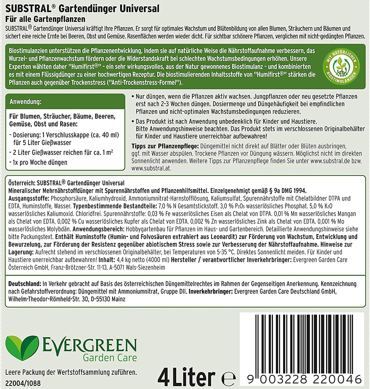 Substral Universal Fluessigduenger fuer alle Gartenpflanzen mit Humifirst