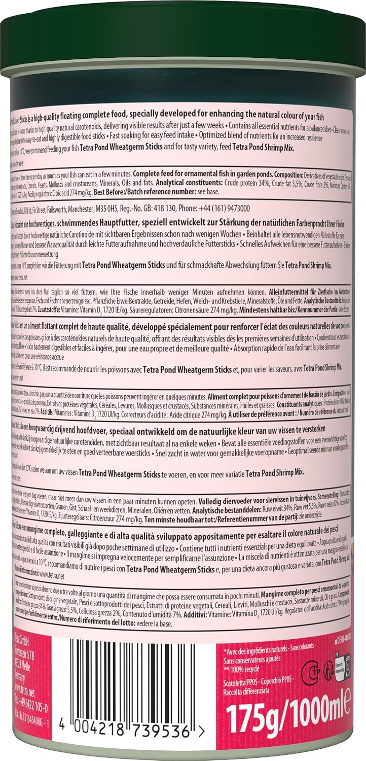 Tetra Pond Colour Sticks Fischfutter Beutel fuer bunte Teichfische