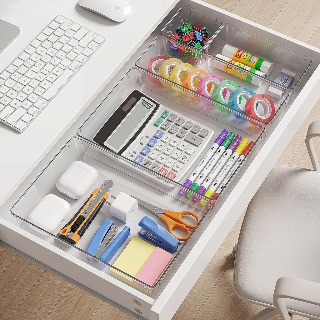 Schubladen Organizer 12er Set fuer Make-up, Buero, Kueche und Bad, 4 Groessen
