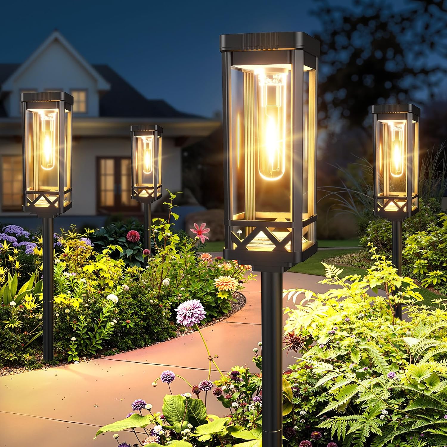 BUCASA Solarlampen Aussen 6er Set 1000 mAh IP65, 15 Std. Beleuchtung Garten