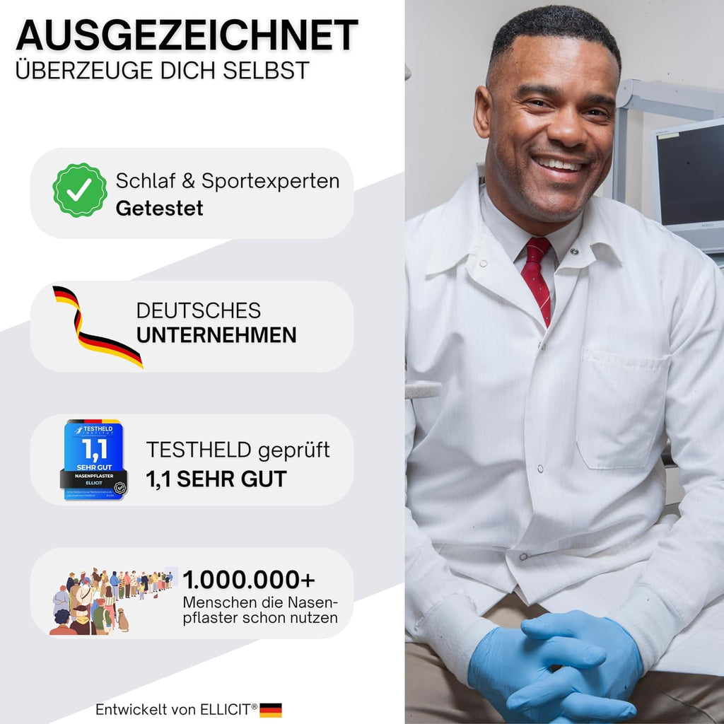Ellicit Nasenpflaster transparent 30 Stk Nasenstrips gegen Schnarchen