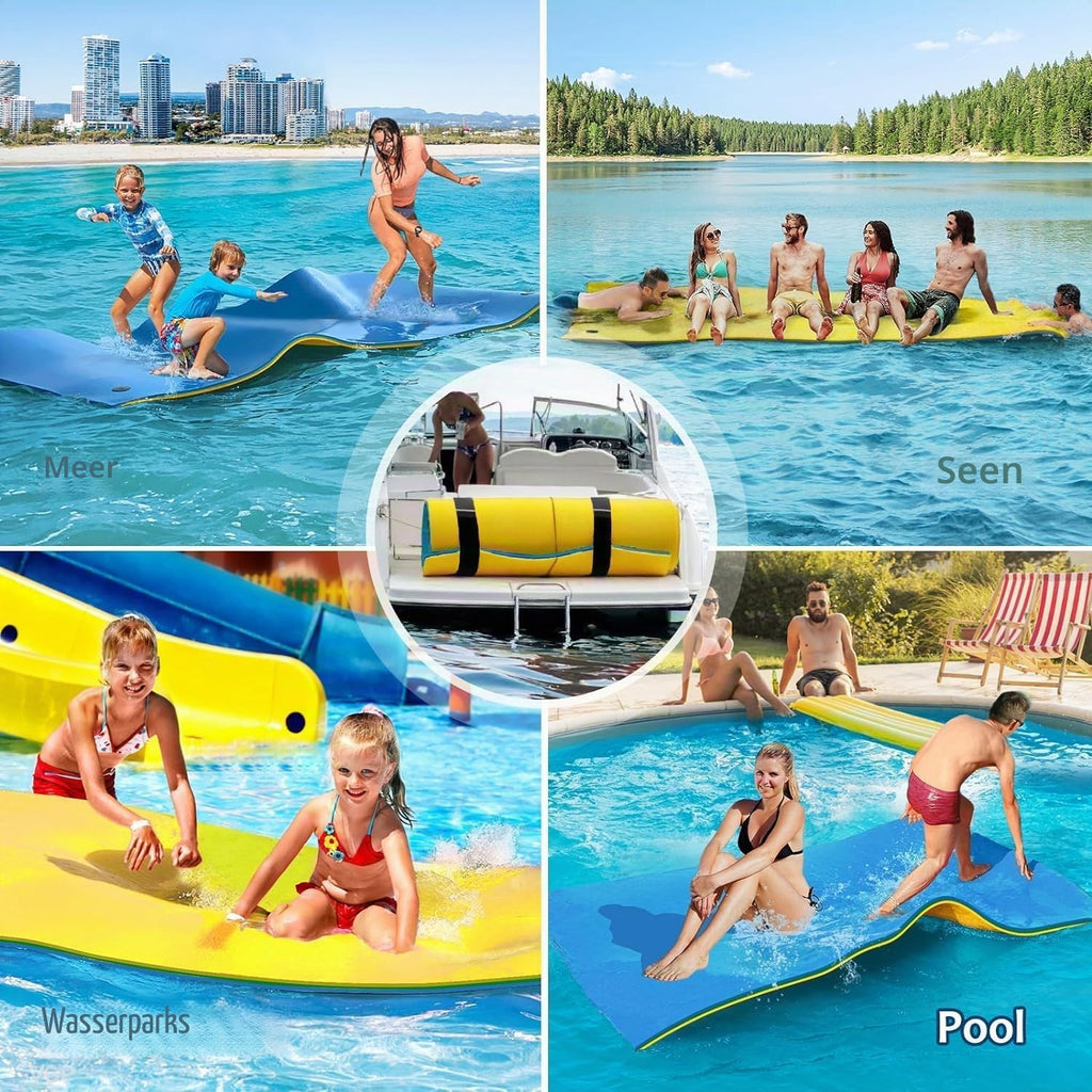 CTSC Floating Mat Schwimminsel 3-lagig XPE Schaum Wassermatte See Pool Strand