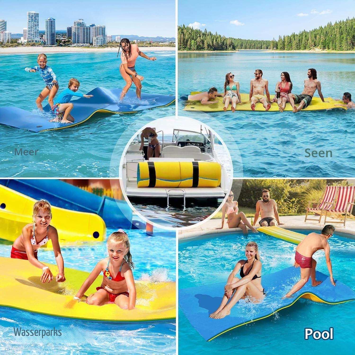 CTSC Floating Mat Schwimminsel 3-lagig XPE Schaum Wassermatte See Pool Strand