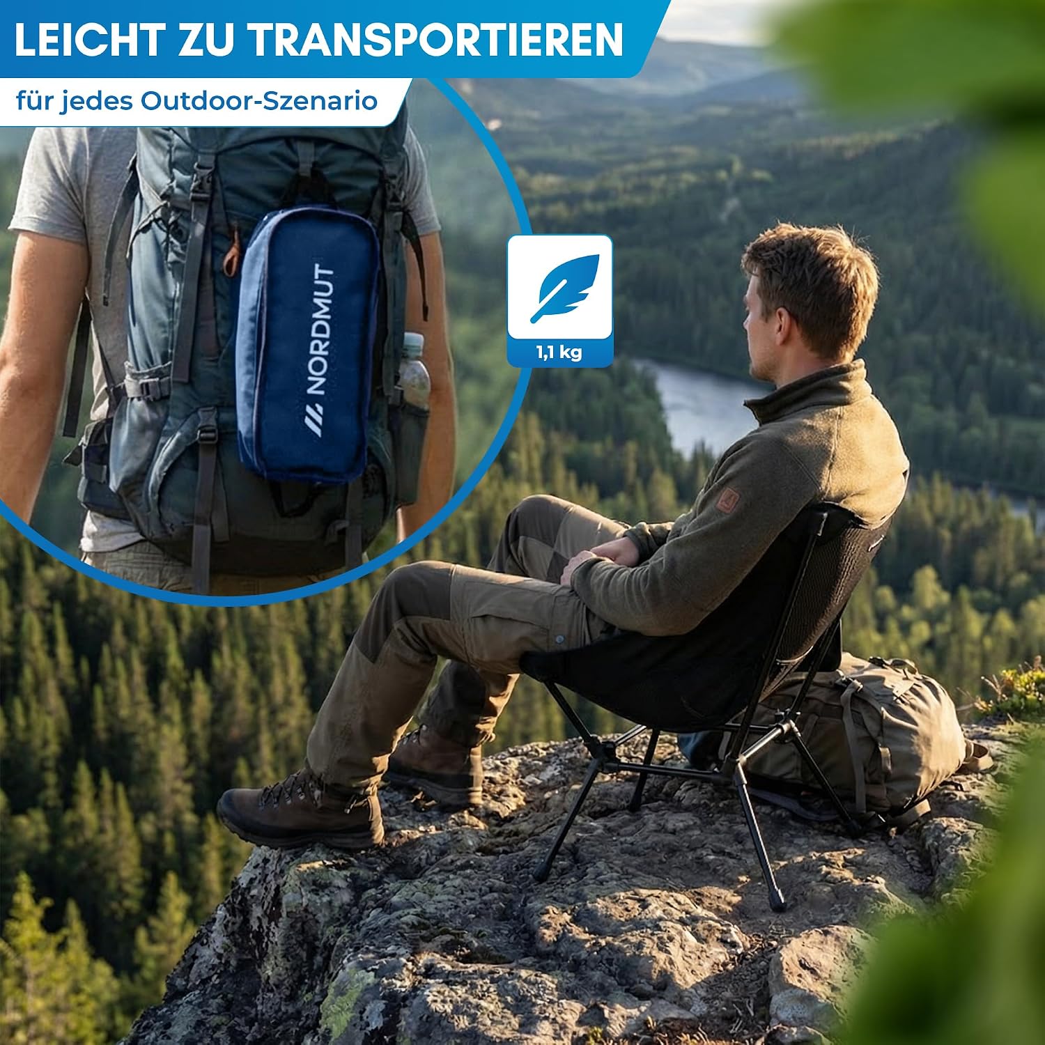NORDMUT Campingstuhl ultraleicht klappbar Aluminium bis klein