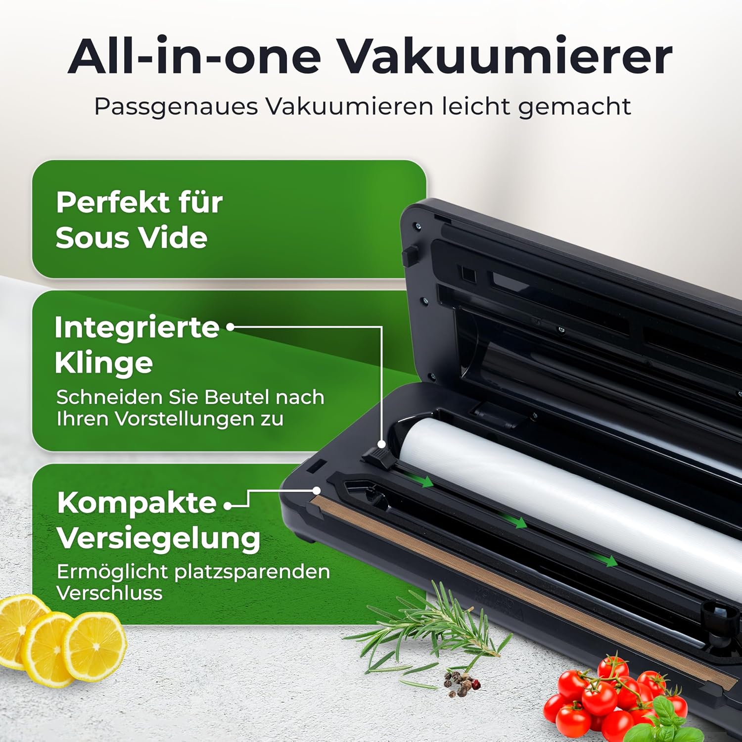 Klamer Pro 80 Vakuumierer mit Beuteln und Schlauch - Vakuumiergeraet
