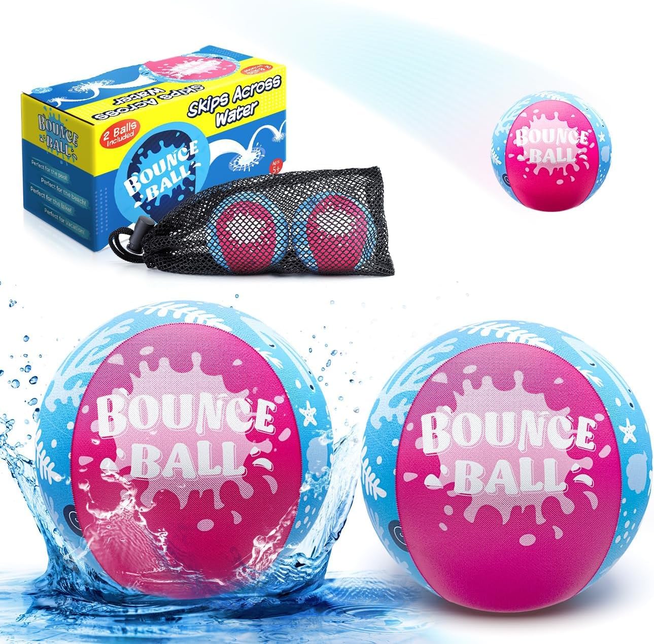 KmmiFF Wasser Sprungball 2er Set Bounce Balls Pool Strand See Wasserspiel Kinder