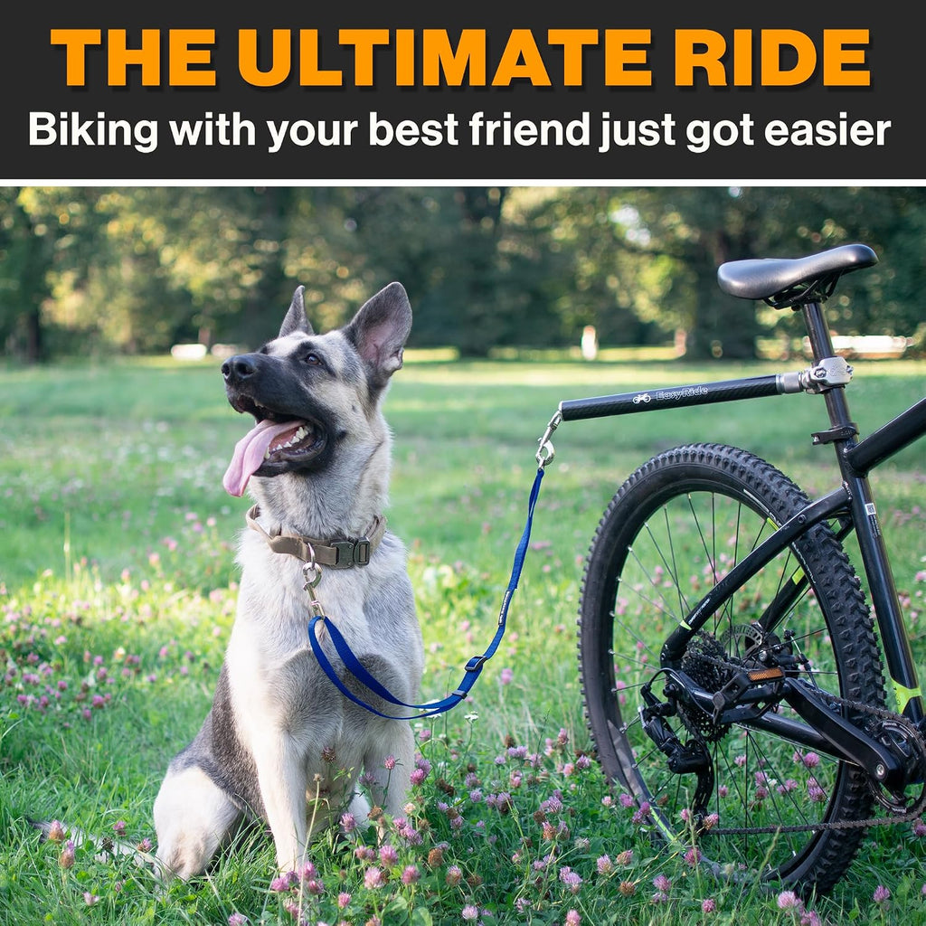 Hunde Fahrrad-Leine mit 180° Drehgelenk und Stossdaempfer, Schwarz