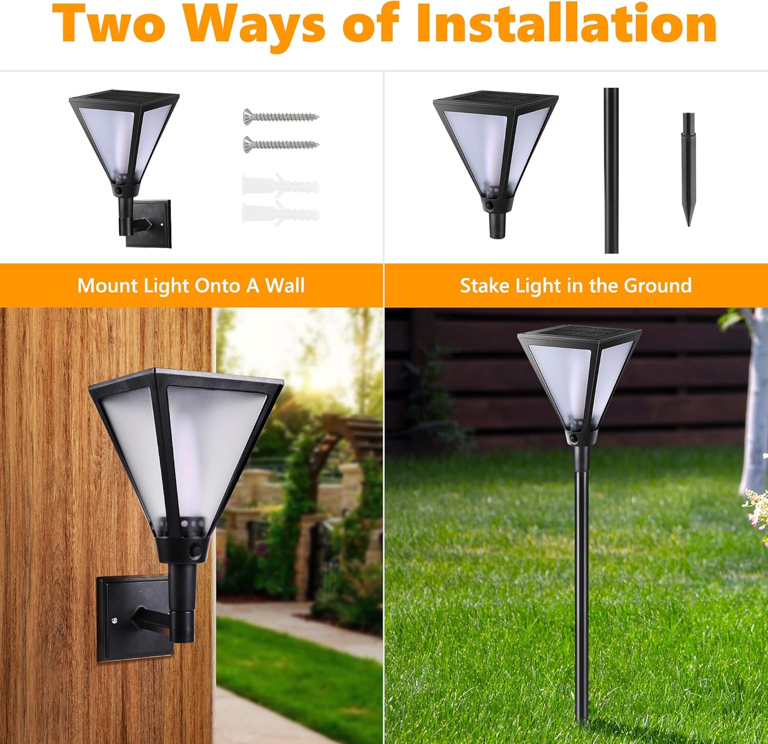 Joomer Solarlampe aussen 2er Set mit realistischem Flammeneffekt IP65 wetterfest