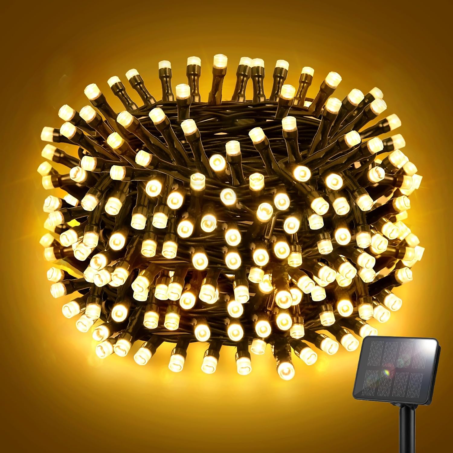 Solar Lichterkette aussen 5m 50 LED warmweiss IP65 8 Modi fuer Garten 5m-12m