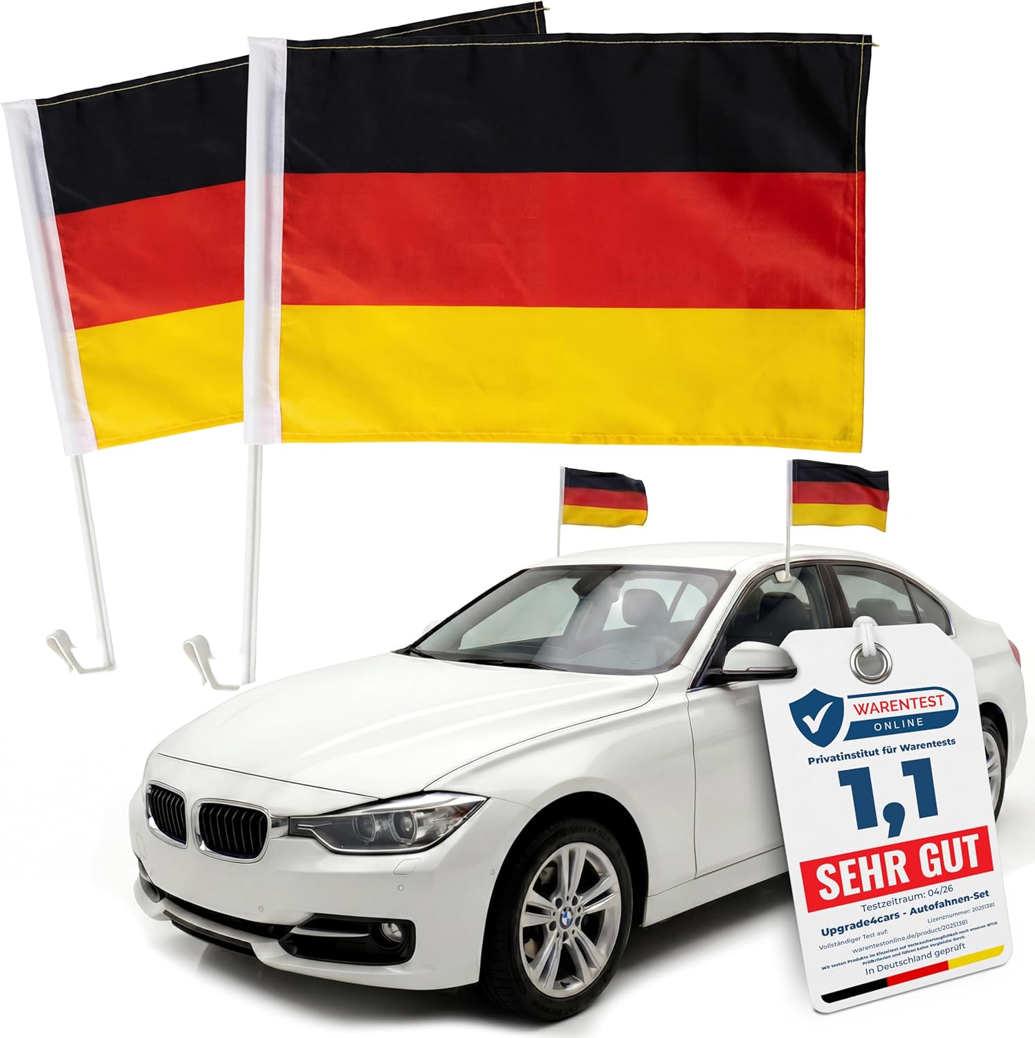Upgrade4cars 2x Deutschland Autofahne 45x30 cm Schwarz Rot Gold Fanartikel