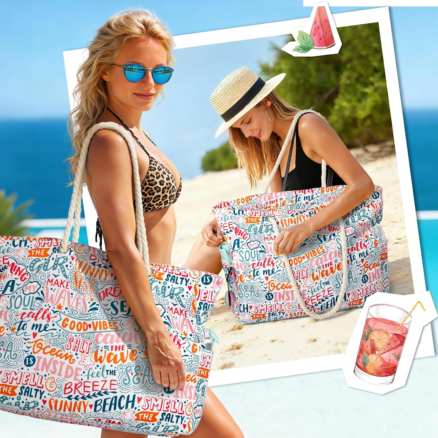 benpen Strandtasche XXL mit Reissverschluss Damen Faltbar Grosse Badetasche