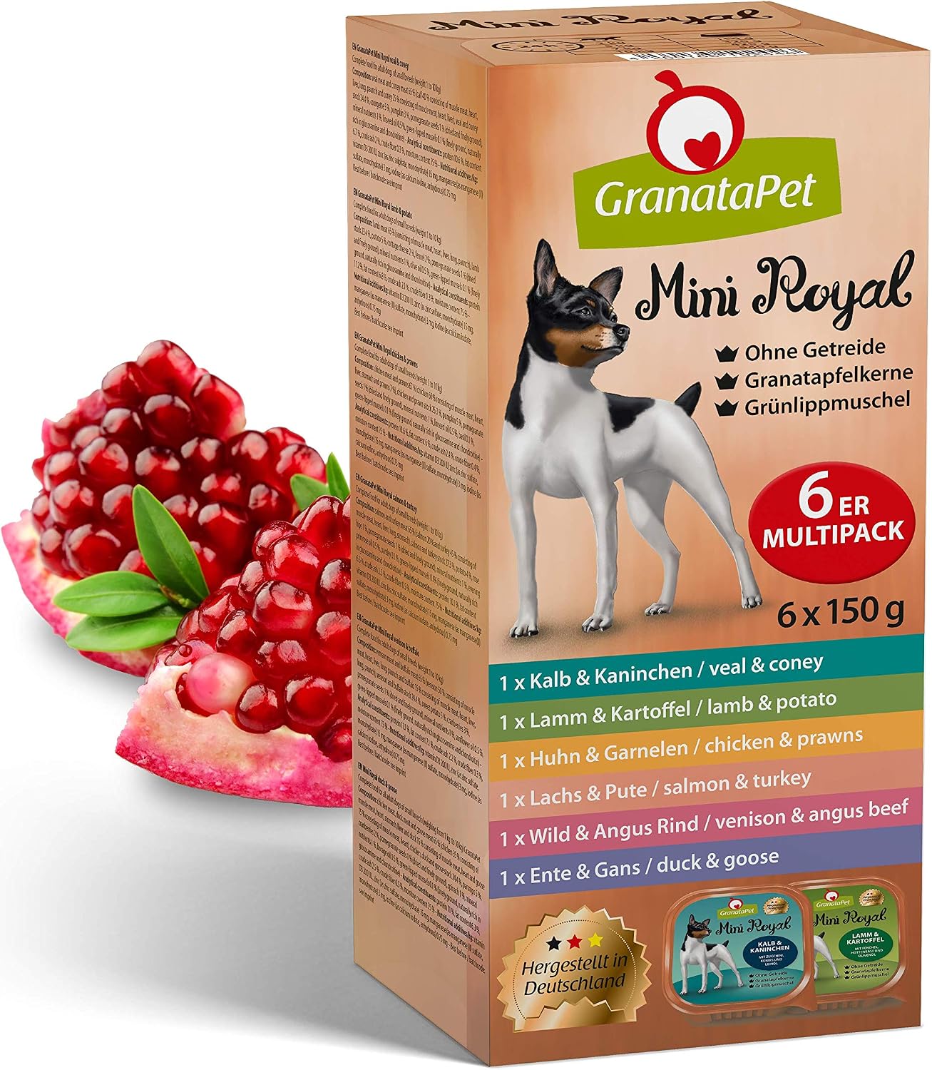 GranataPet Mini Royal Nassfutter Hund Multipack 6x150 g ohne Getreide -1,65k
