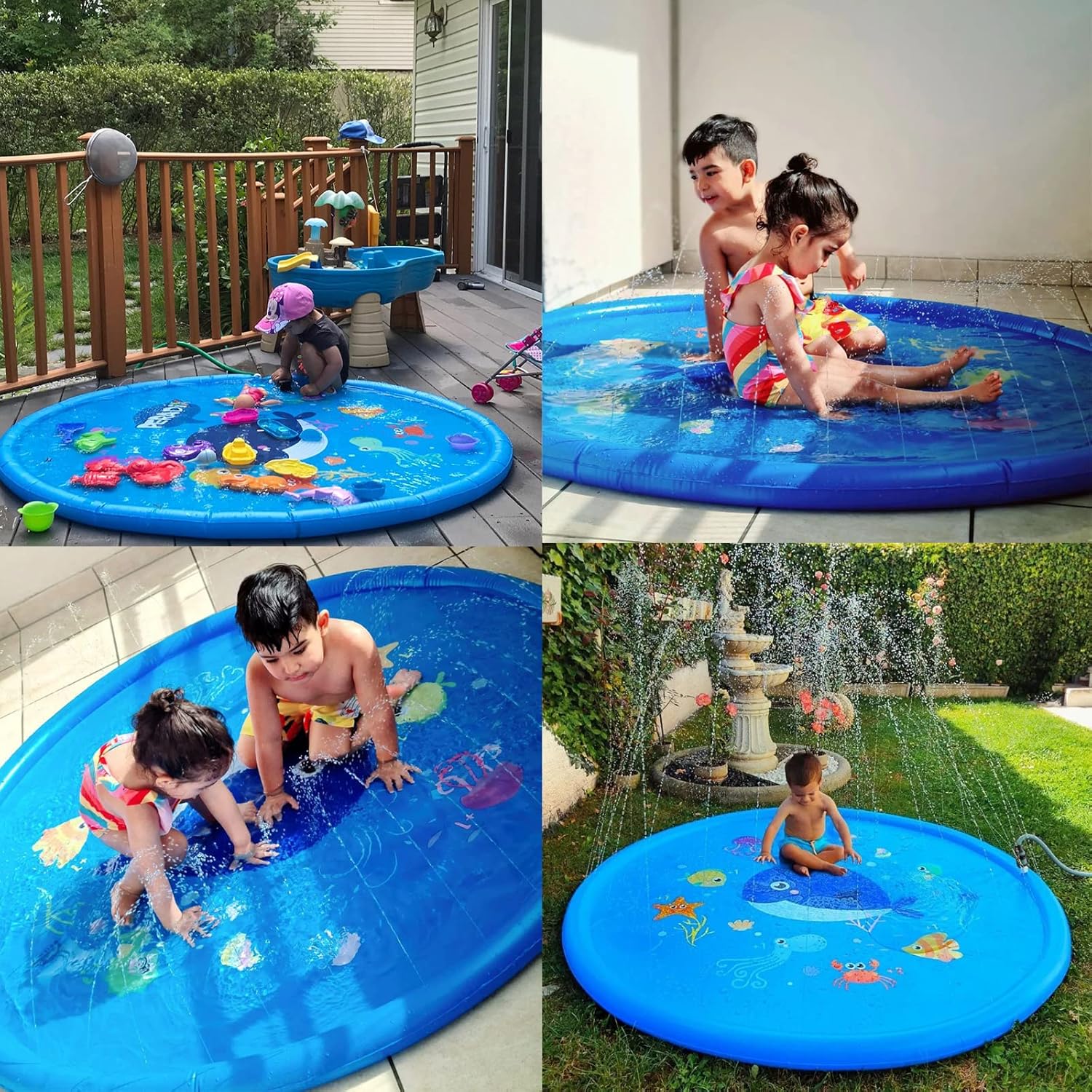 Peradix Splash Pad 170 cm Sprinkler Spielmatte Wasserpool Kinder Garten