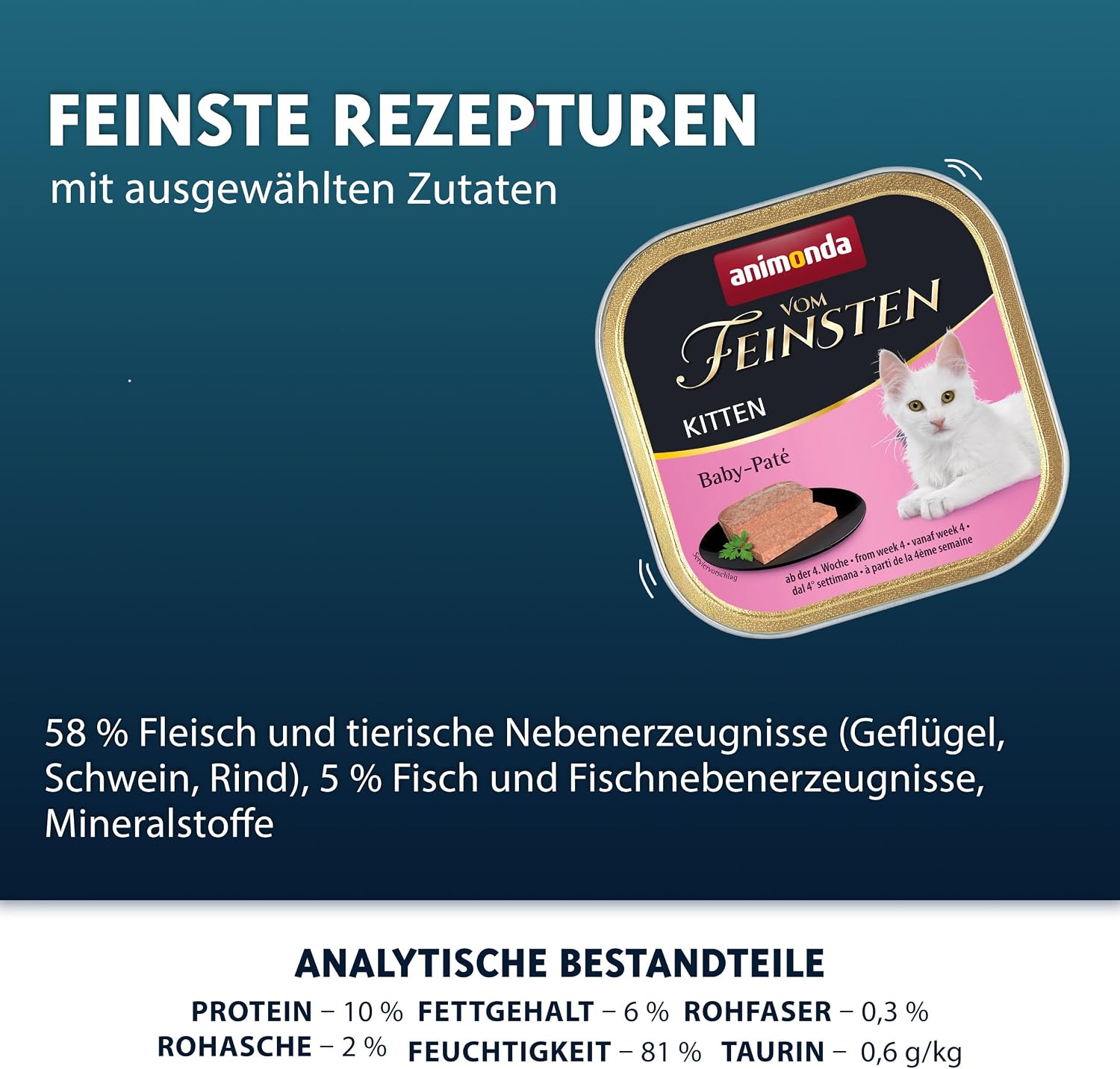 animonda Vom Feinsten Kitten Paté, Nassfutter fuer Kaetzchen, verschiedene So