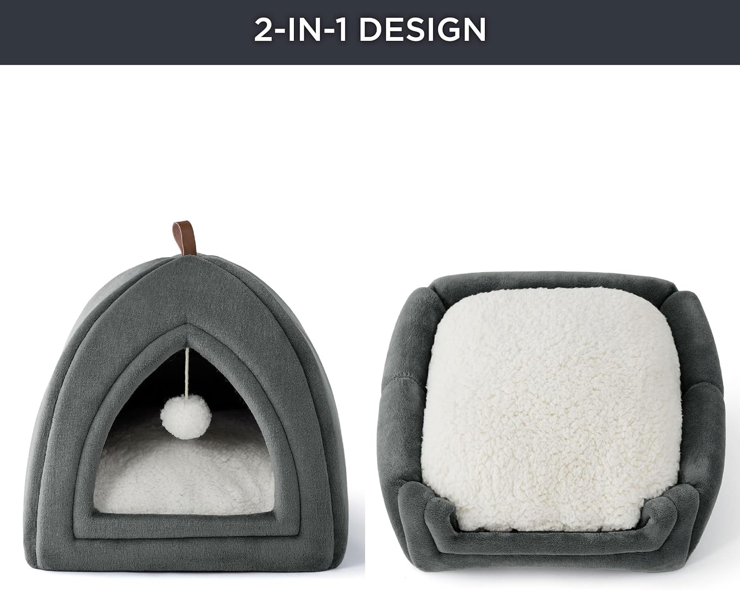 Katzenhoehle Katzenbett 40-44cm faltbar mit waschbarem Kissen