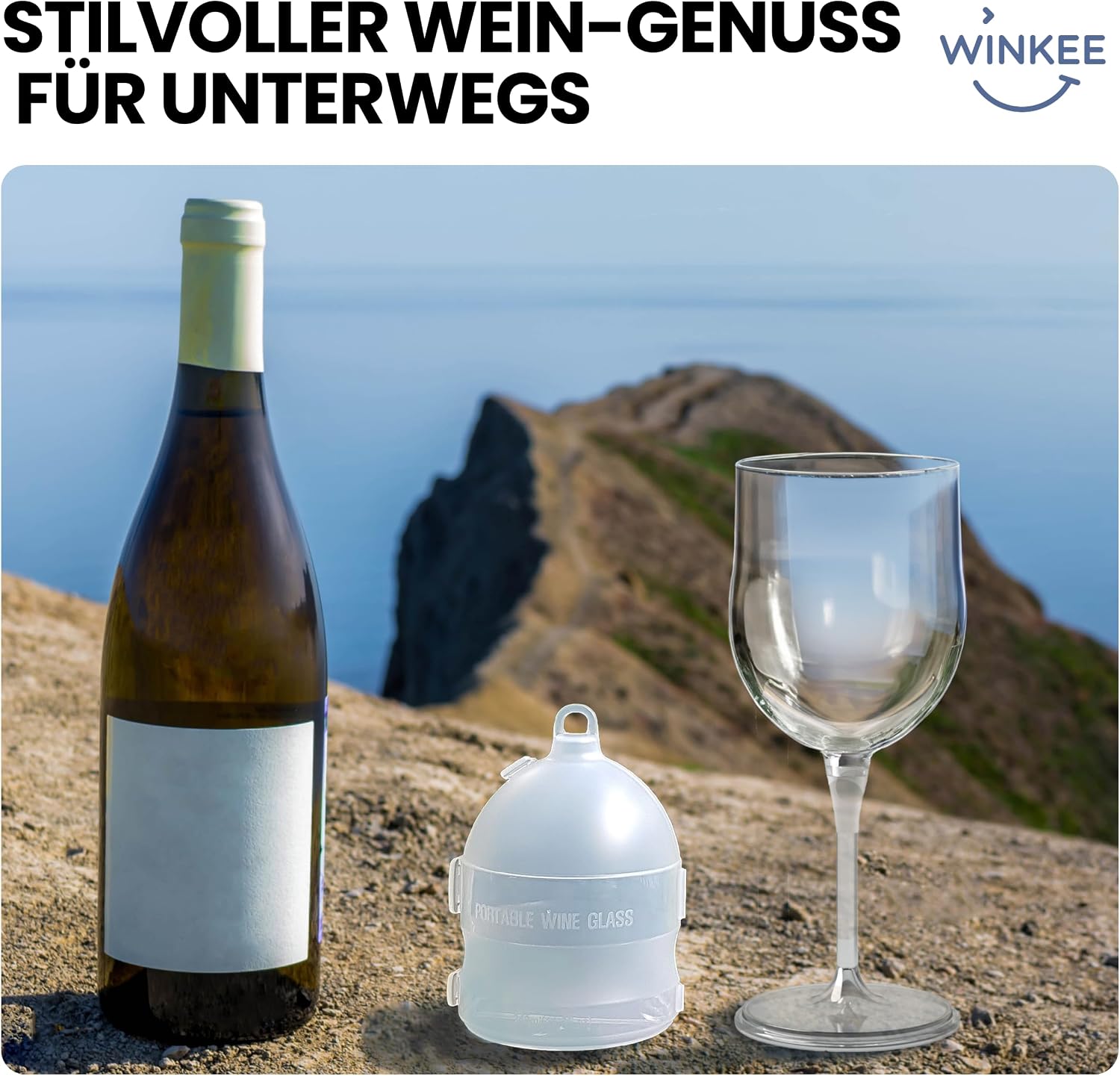 Winkee 2er Set Weinglaeser To Go BPA-frei Camping Glas Ersatz