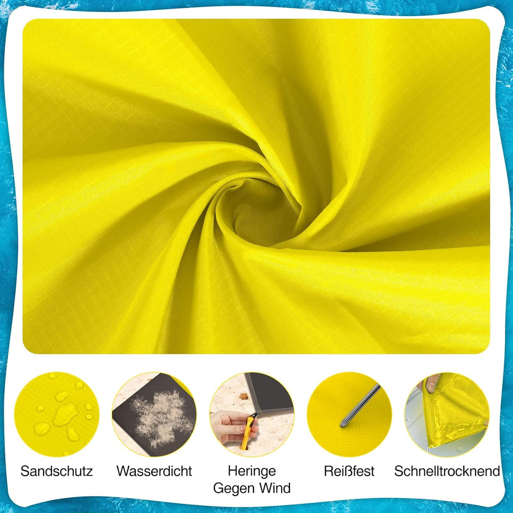 Stranddecke sandfrei 210x200 cm XXL blau - sandfeste Strandmatte fuer Strand Camp