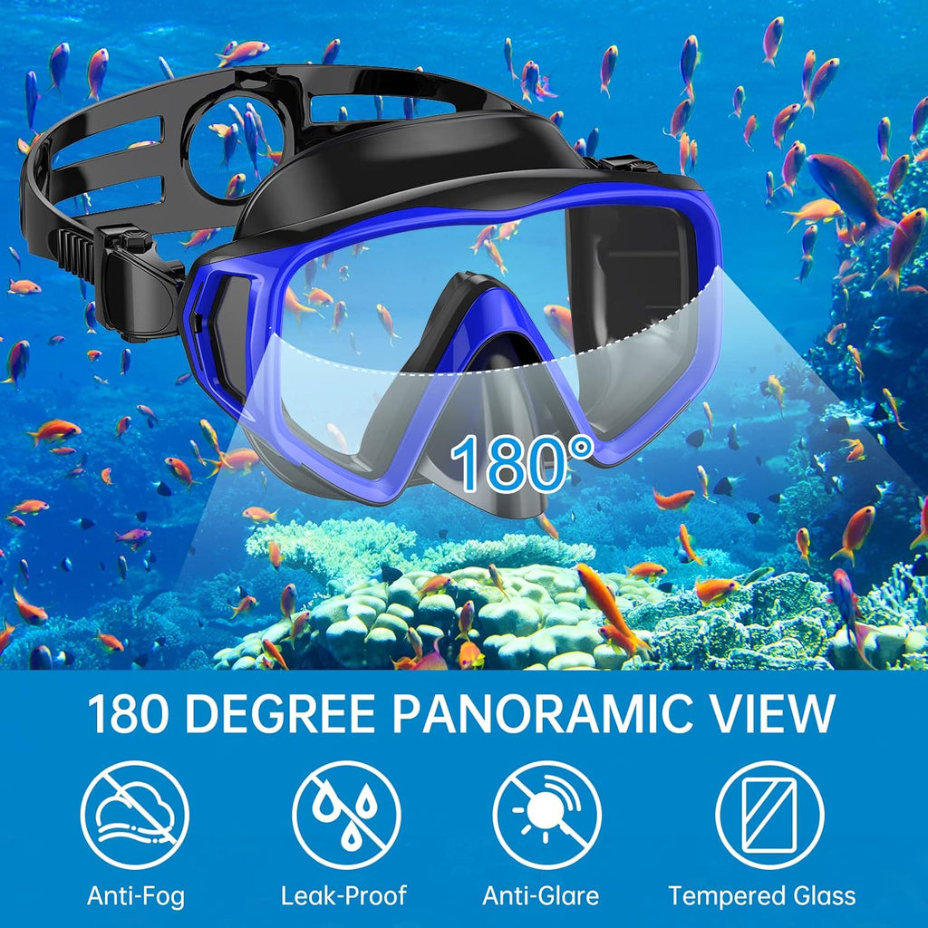 Schnorchelset Erwachsene Taucherbrille gehaertetes Glas Dry-Schnorchel Anti-Fog