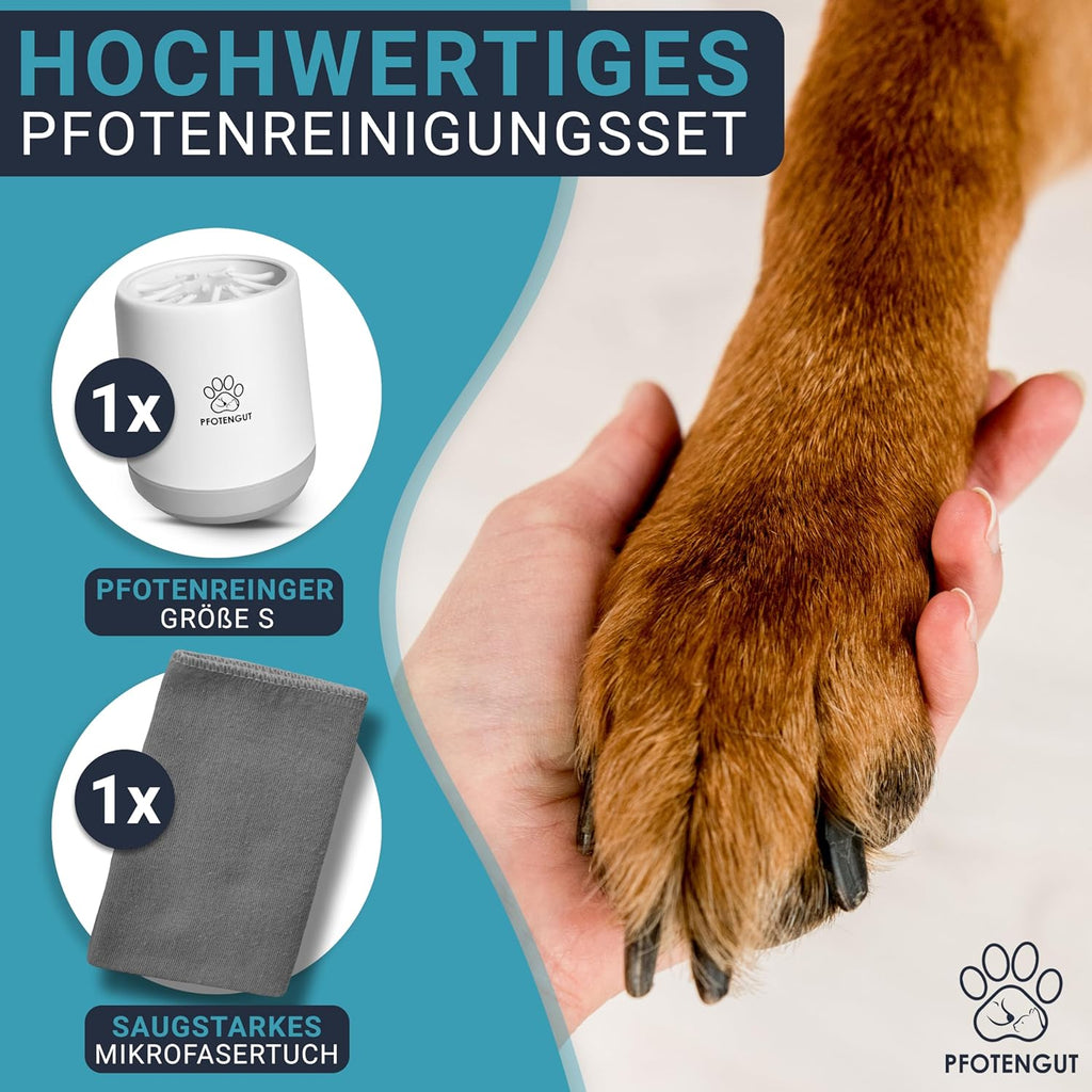 Pfotenreiniger Hunde Groesse S-L mit saugstarkem Mikrofaser-Handtuch S-L
