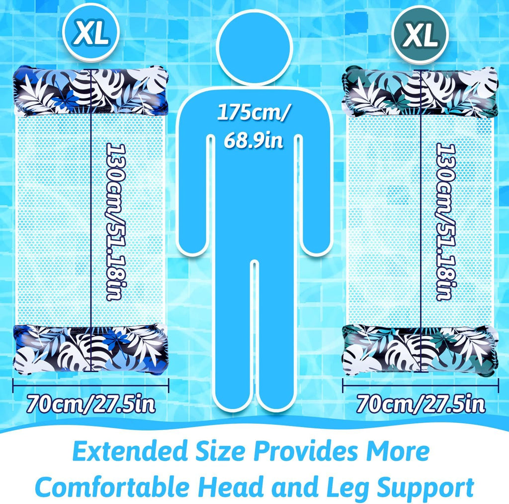 XL Wasserhaengematte 2er Set 4in1 Luftmatratze Pool Schwimmsessel Erwachsene Somm