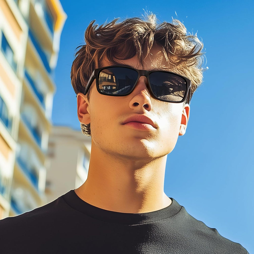 Sonnenbrille Herren Damen polarisiert UV400 unisex schwarz rechteckig Sport
