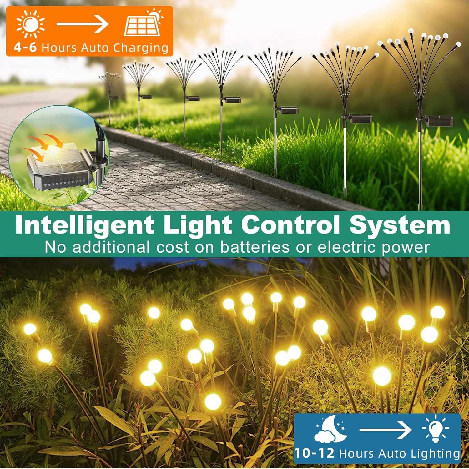 6er Set Solarlampen Garten 10 LED warmweiss IP65 Solar Wegbeleuchtung