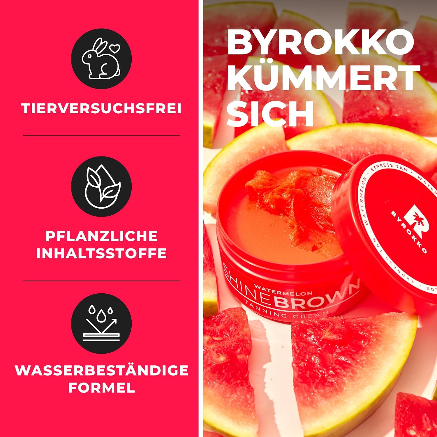 BYROKKO Shine Brown 200 ml Braeunungsbeschleuniger Creme fuer Sonne und Solarium