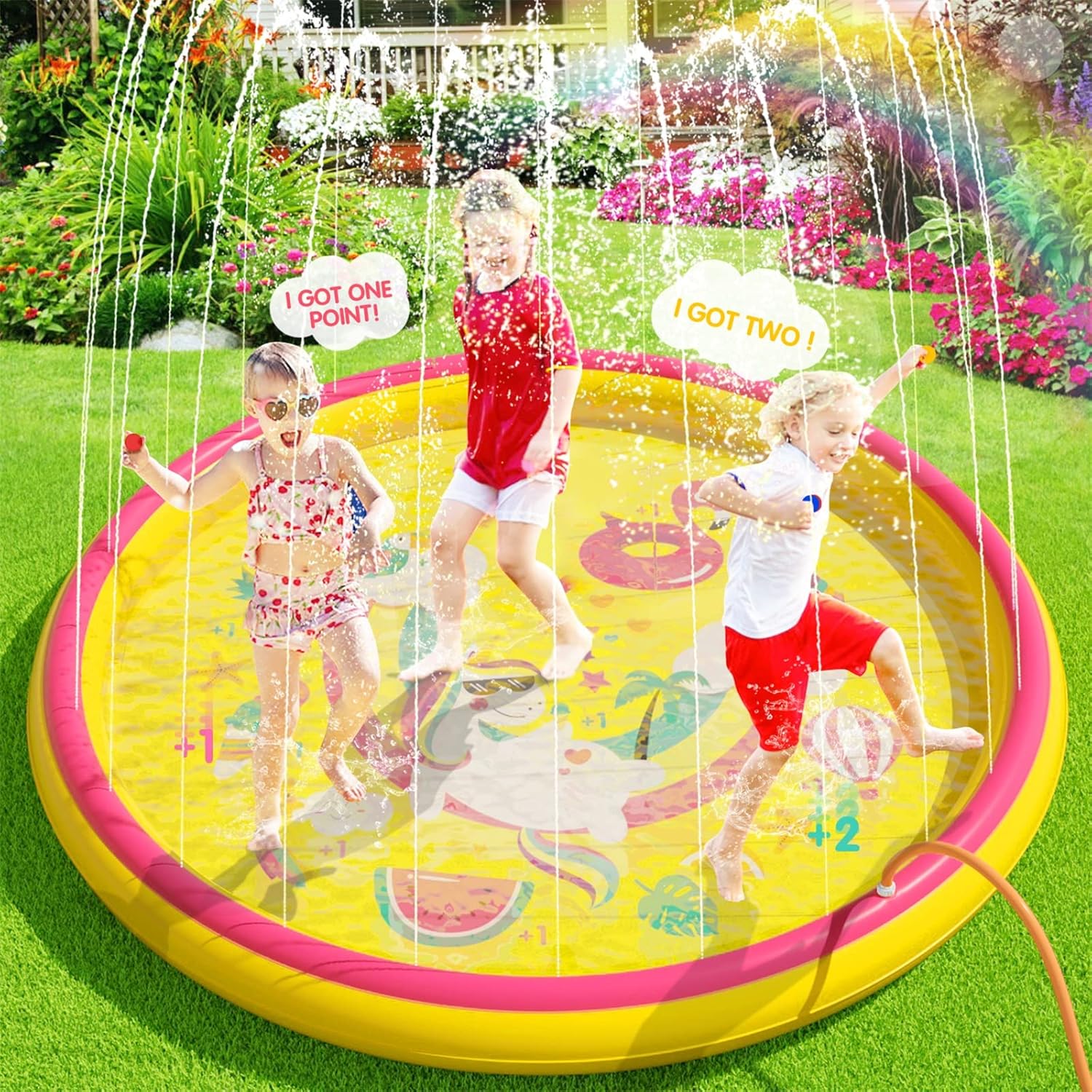 Peradix Sprinkler Wasser-Spielmatte 170 cm Anti-Rutsch Garten Kinder