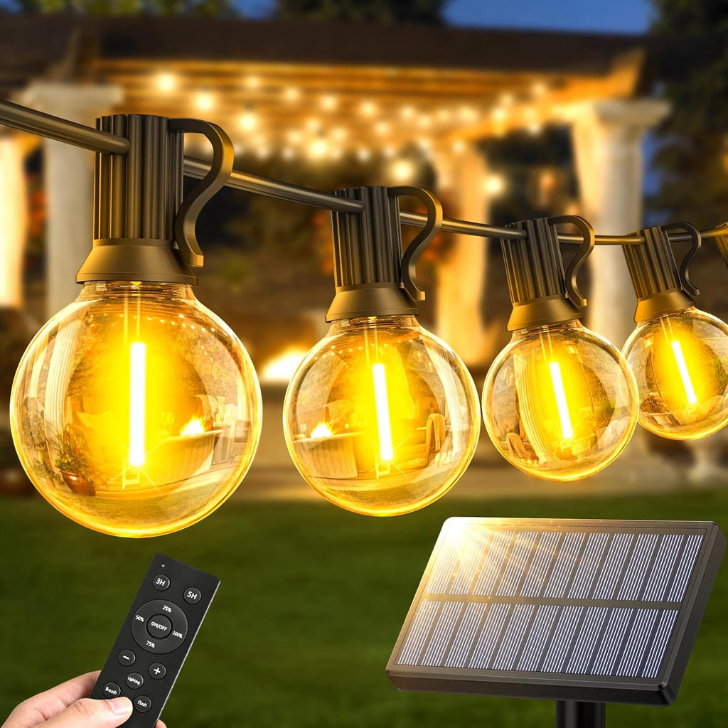 Warlisou Solar Lichterkette G40 14m mit Fernbedienung wetterfest fuer Garten
