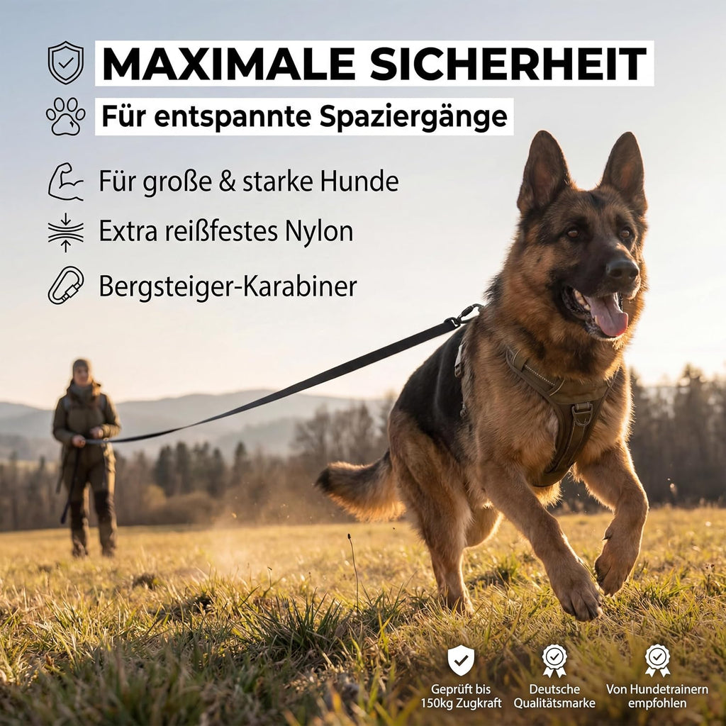 HUND IST KÖNIG Schleppleine 5m-20m mit Griffpolster und Sicherheitskarabiner
