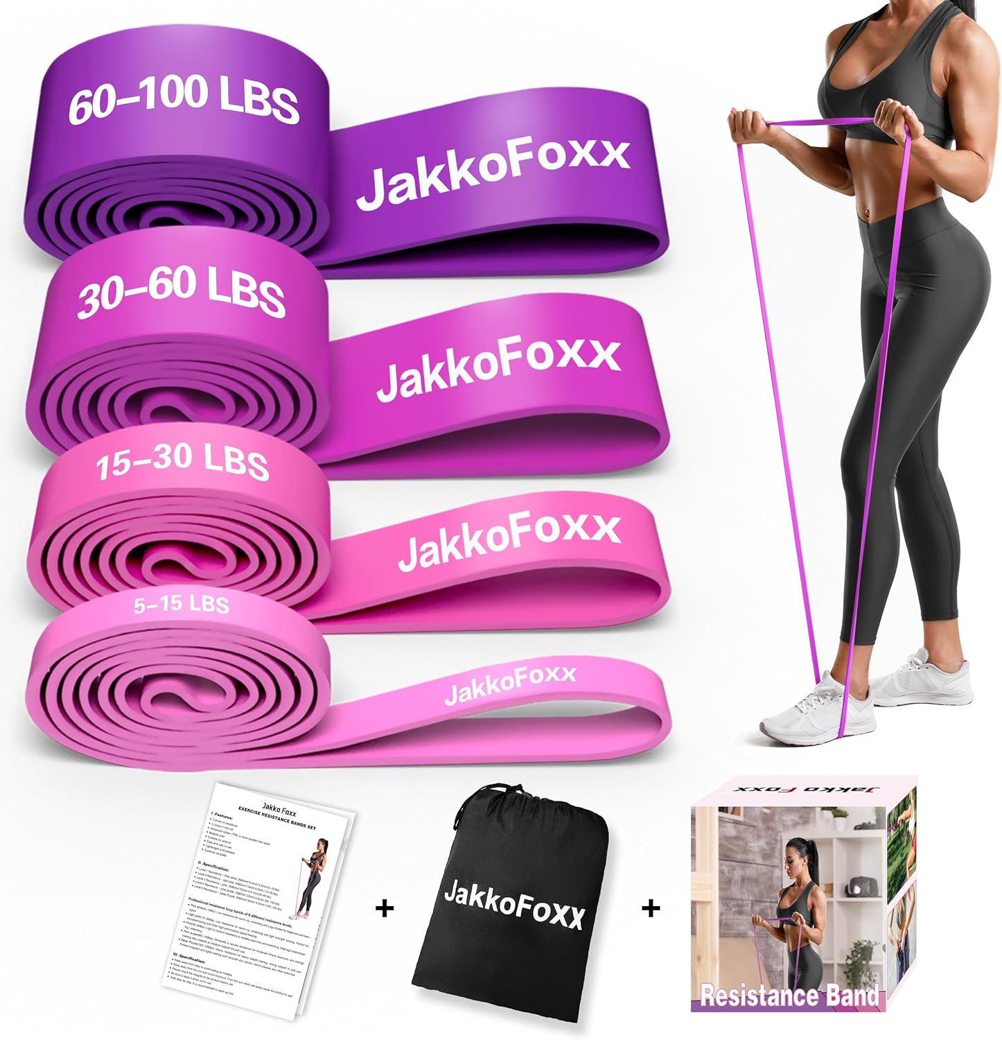 Fitnessbaender 4er Set Widerstandsband Dehnband Training Muskelaufbau