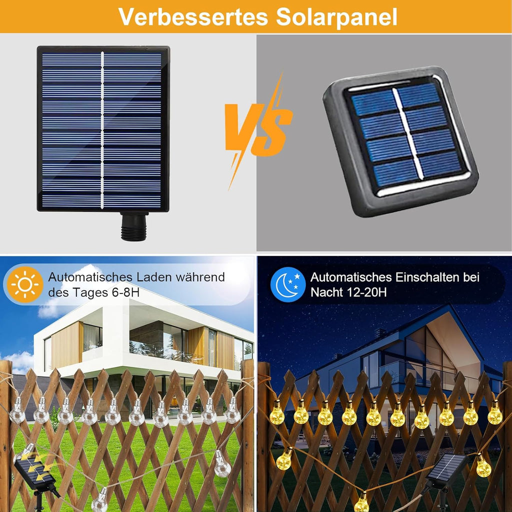 Goffii Solar Lichterkette Aussen 20 LED 12,5 m warmweiss 8 Modi Timer