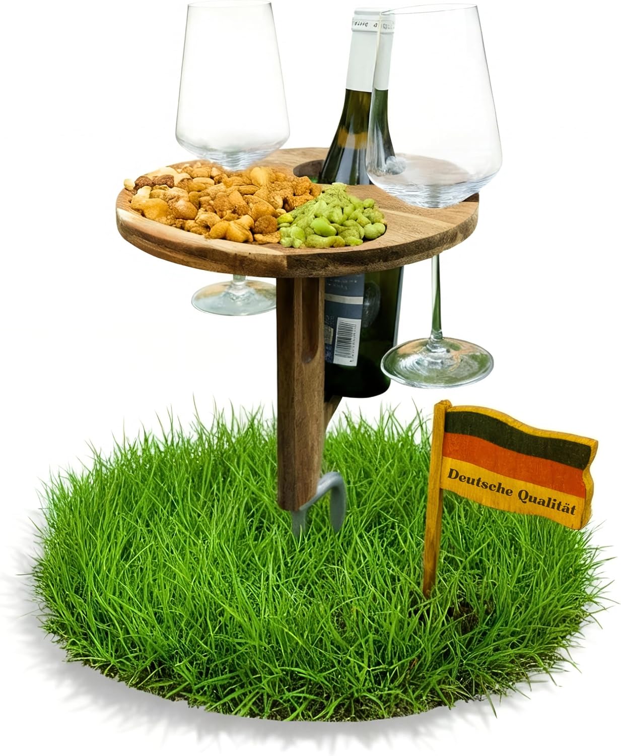 Decozy Life klappbarer Weinhalter aus Massivholz fuer Picknick Camping