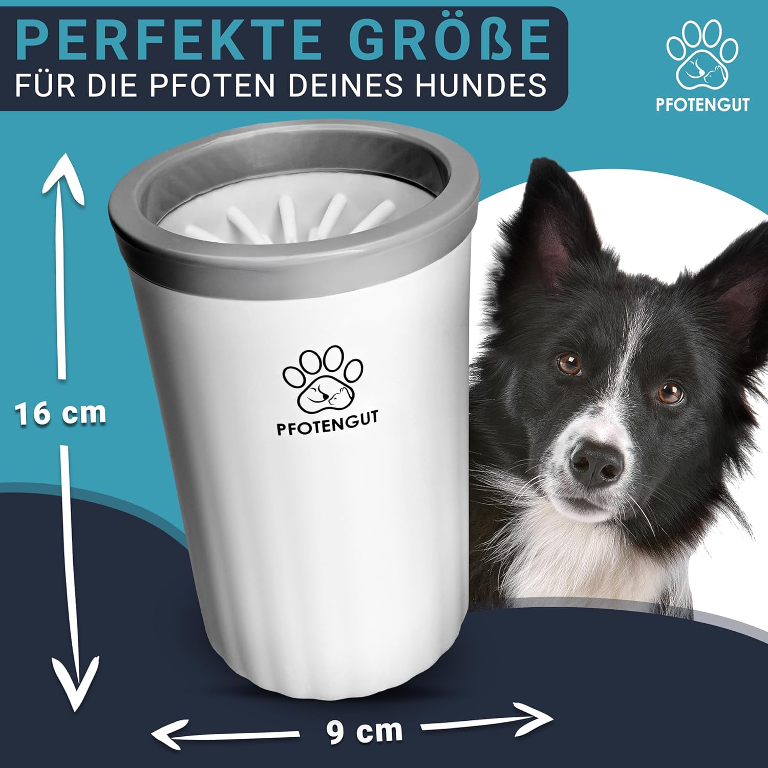 Pfotenreiniger Hunde Groesse S-L mit saugstarkem Mikrofaser-Handtuch S-L