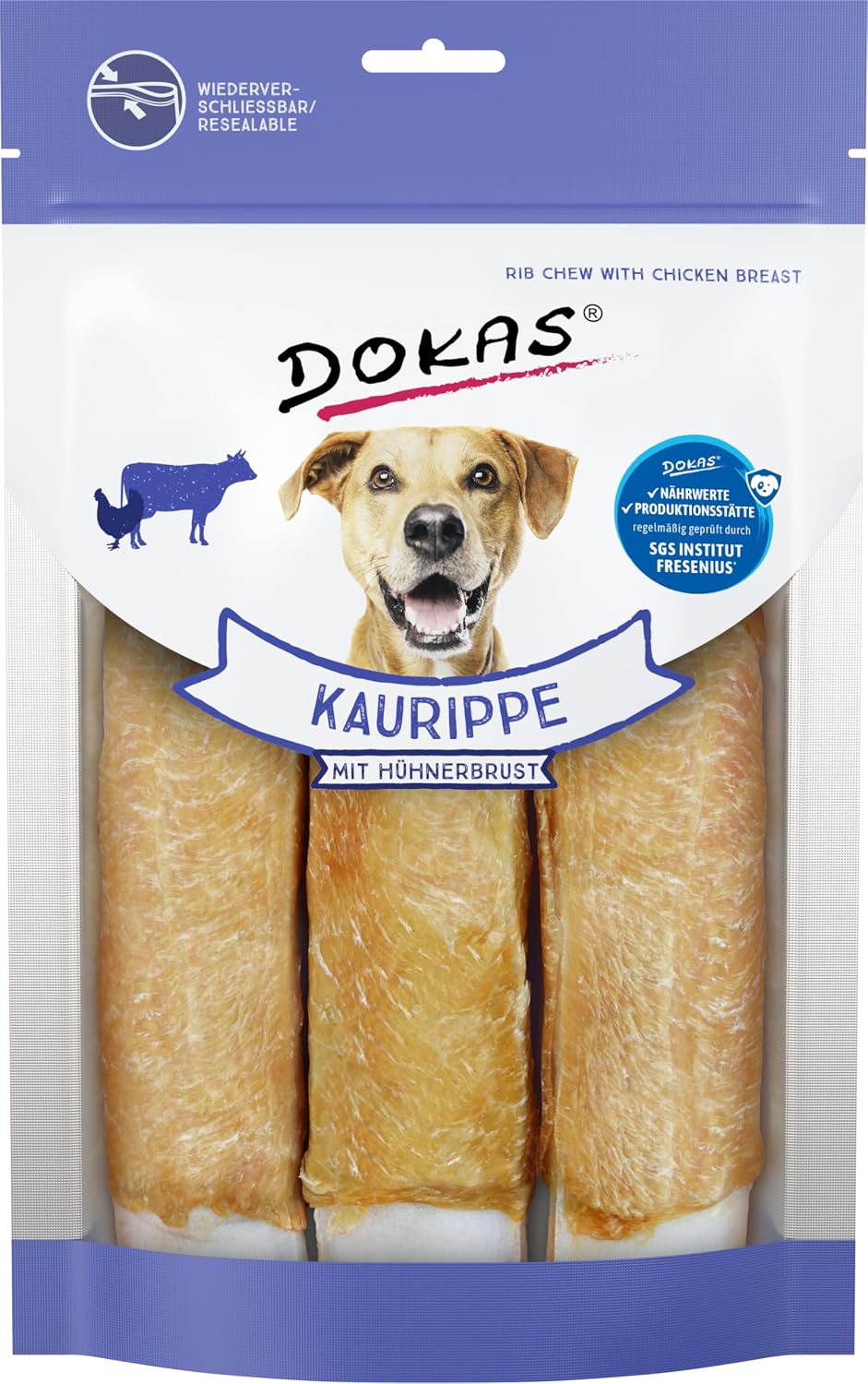Dokas Kaurippe mit Hühnerbrust Hundesnack Kauknochen 10 x 210 g
