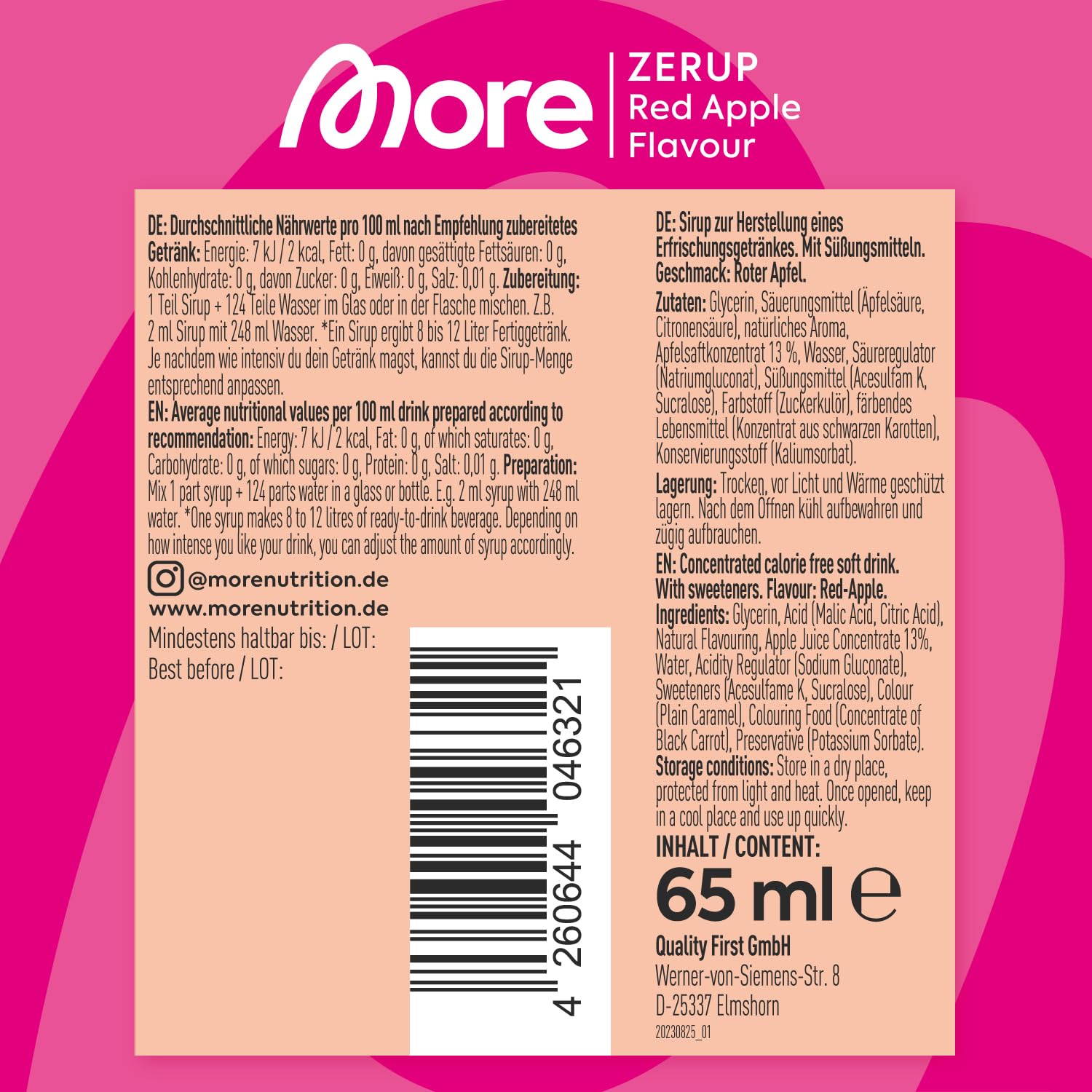 MORE Zerup 6er Bundle 6x65ml zuckerfreier Sirup verschiedene Sorten vegane
