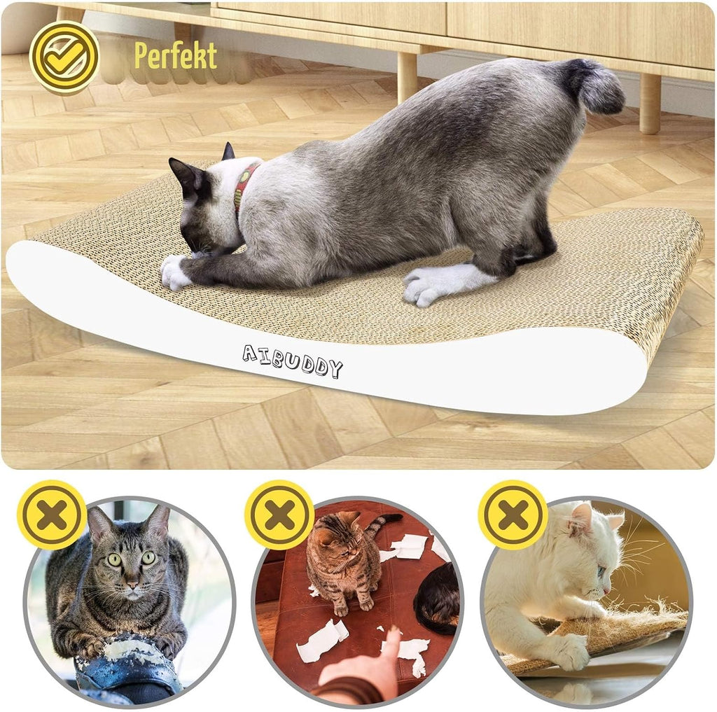 Katzen Kratzbrett Welle 44x25cm Karton Kratzmatte Katzenspielzeug Catnip