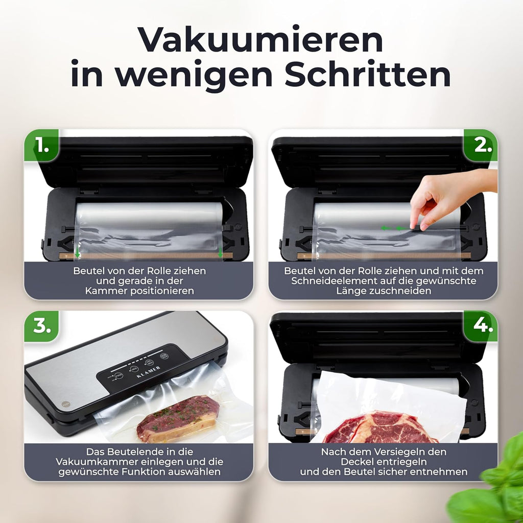 Klamer Pro 80 Vakuumierer mit Beuteln und Schlauch - Vakuumiergeraet