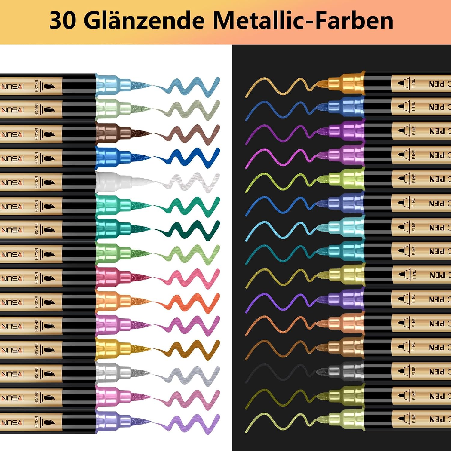 IVSUN Metallic Marker 12er Set Dual Tip Acrylstifte wasserfest