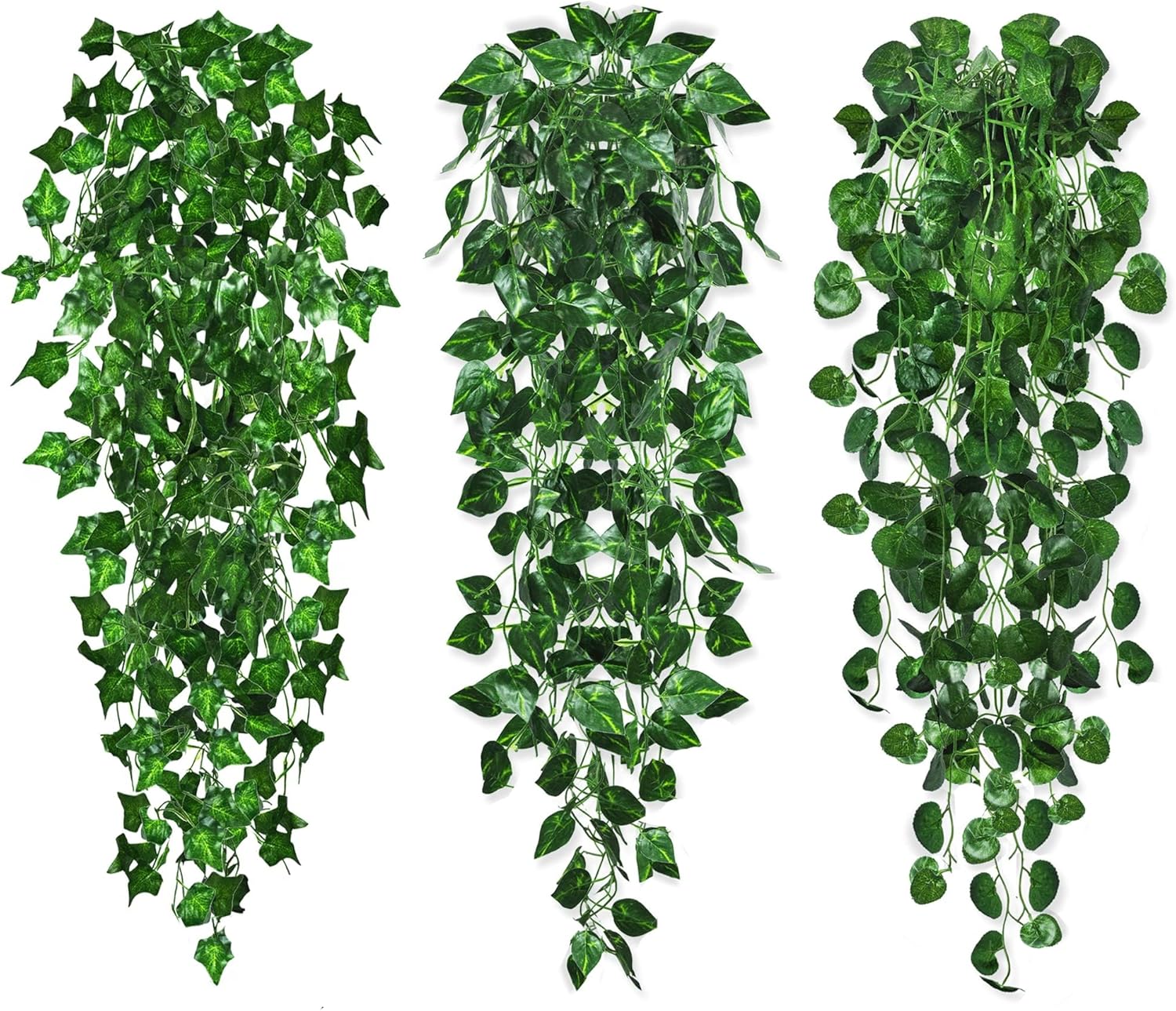 Rollway 3er Set Kuenstliche Haengepflanzen 100 cm Efeu, Outdoor Balkon